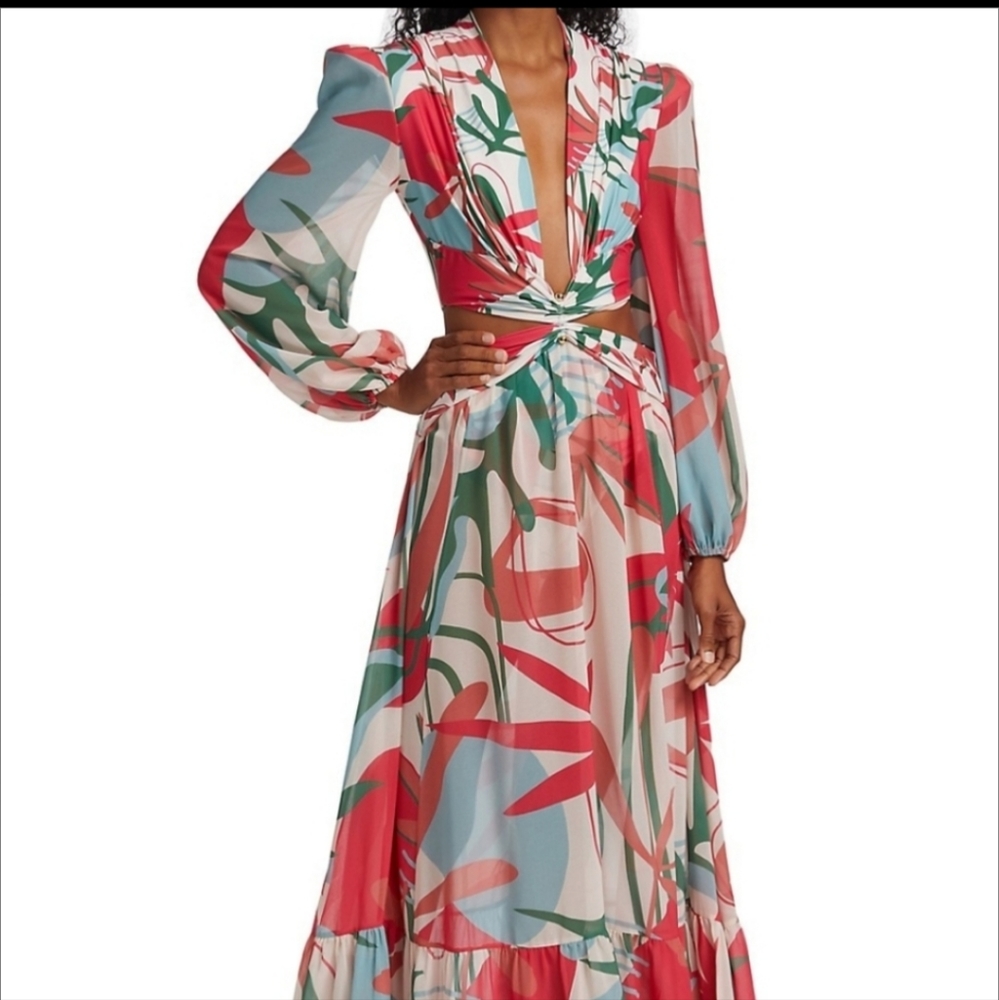 PatBO Rio Print Plunge Maxi Dress